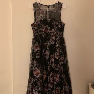 Special Occasion Floral Mesh Illusion Dress